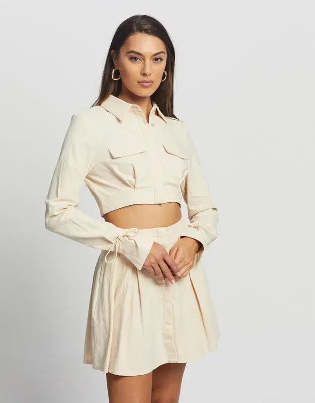 Sovere Revere Crop Shirt and Skirt Set Parchment Size 10 photo 2