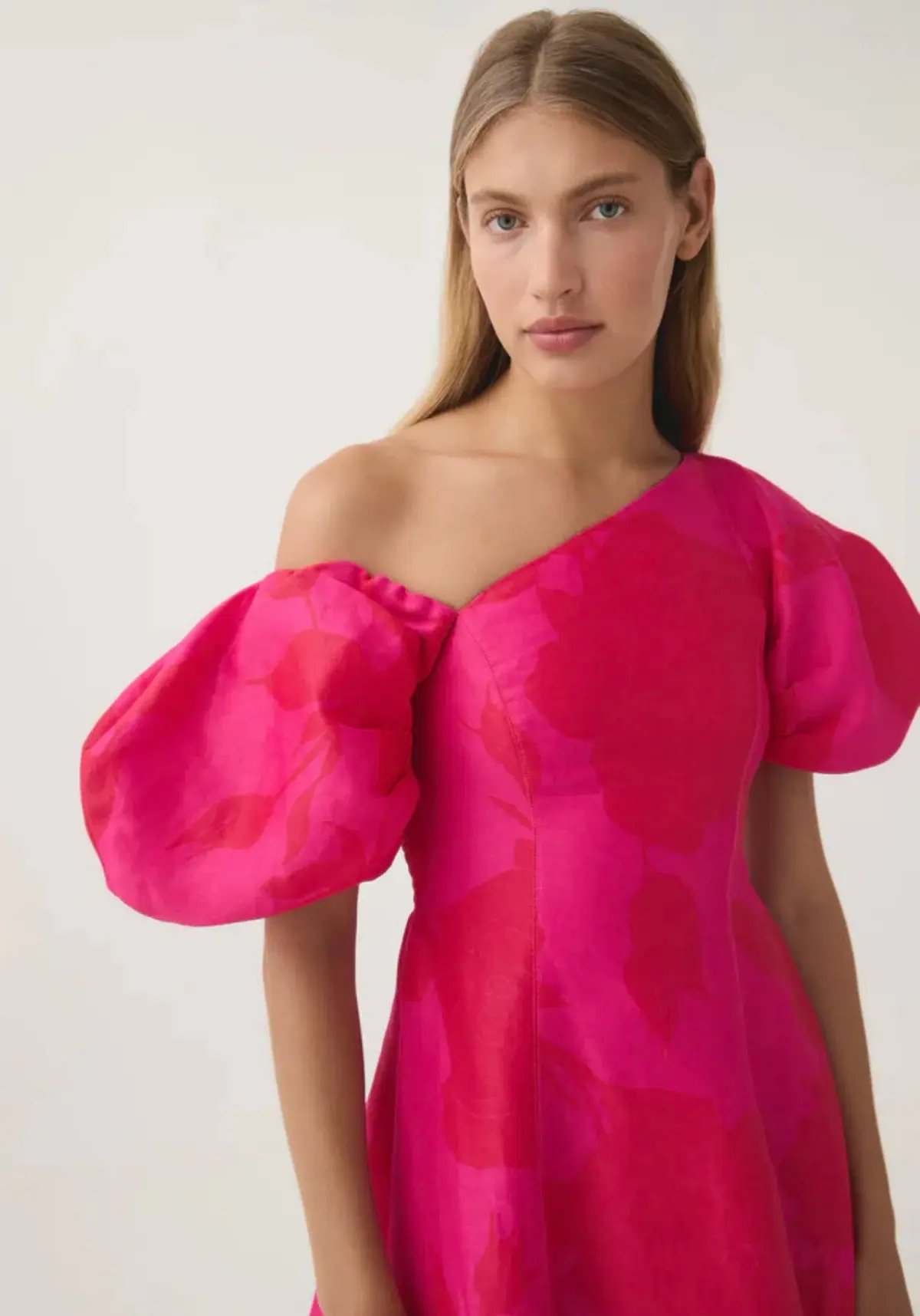 AJE Arista Tulip Sleeve Midi Dress in Florescent Rose Size 12 photo 3