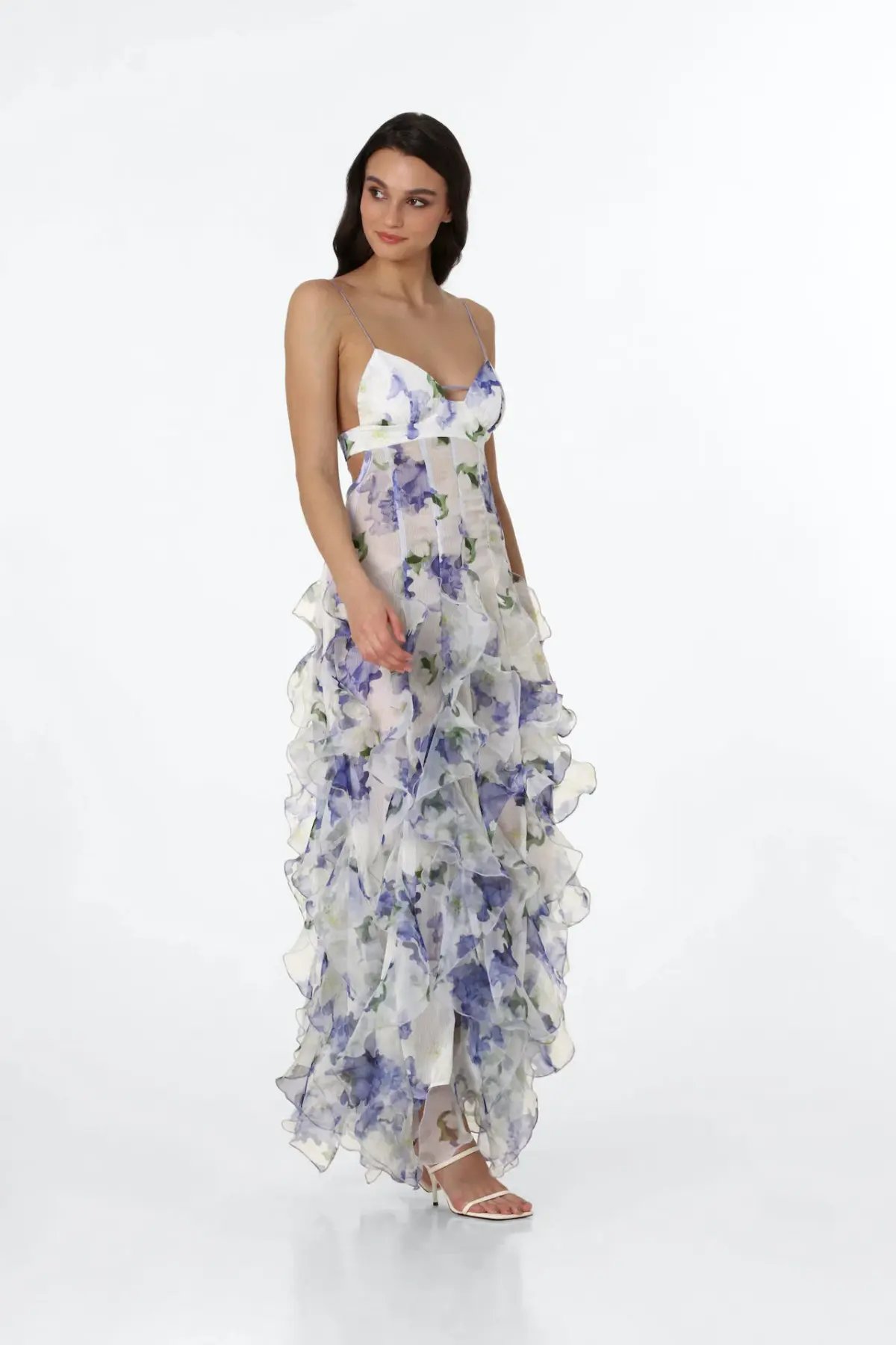 Menti Iris Flower Maxi Dress Blue Roses Size M / AU 10 photo 2