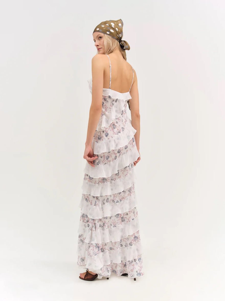 For Love and Lemons Debby Ruffled Maxi Dress - White photo 4