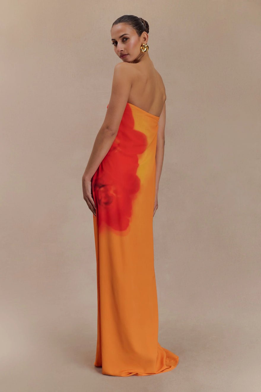 Meshki Amaya Strapless Chiffon Maxi Dress - Koi Orchid Print photo 2