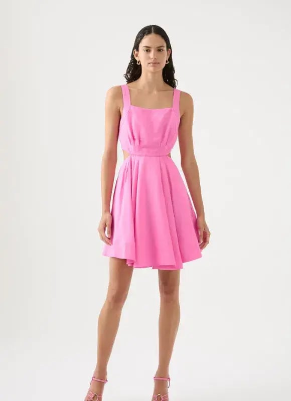 Aje Clara Tie Back Linen Blend Mini Dress Pink Size 10 photo 6