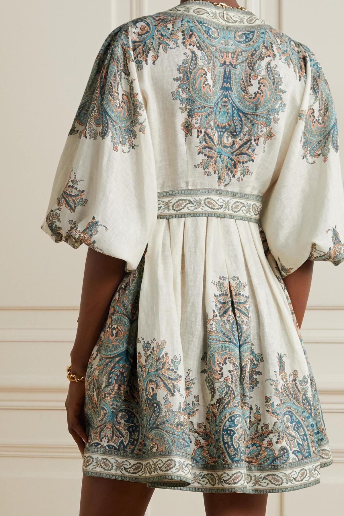 Zimmermann Brighton Paisley Mini Dress Turquoise Paisley Size 6 photo 3