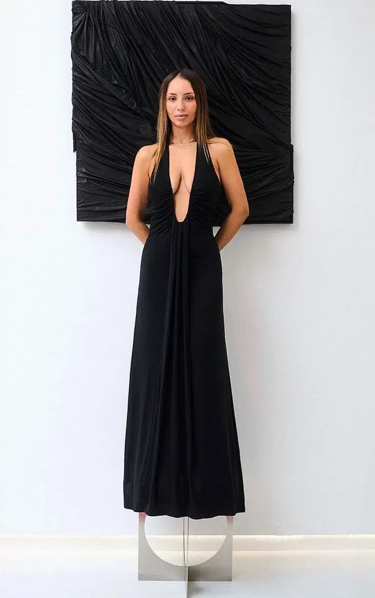 Misha Jennifer Cupro Maxi Dress Black Size 8 photo 4