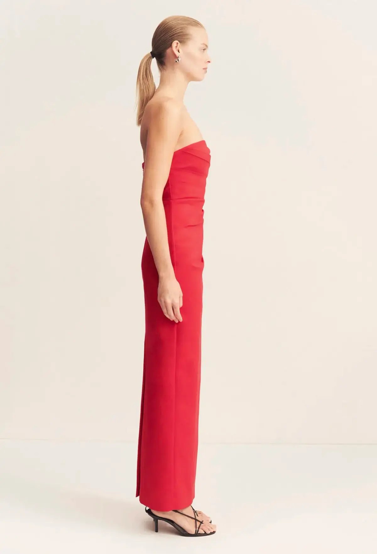 Shona Joy Lani Strapless Draped Maxi Dress Chilli Size 8 photo 4