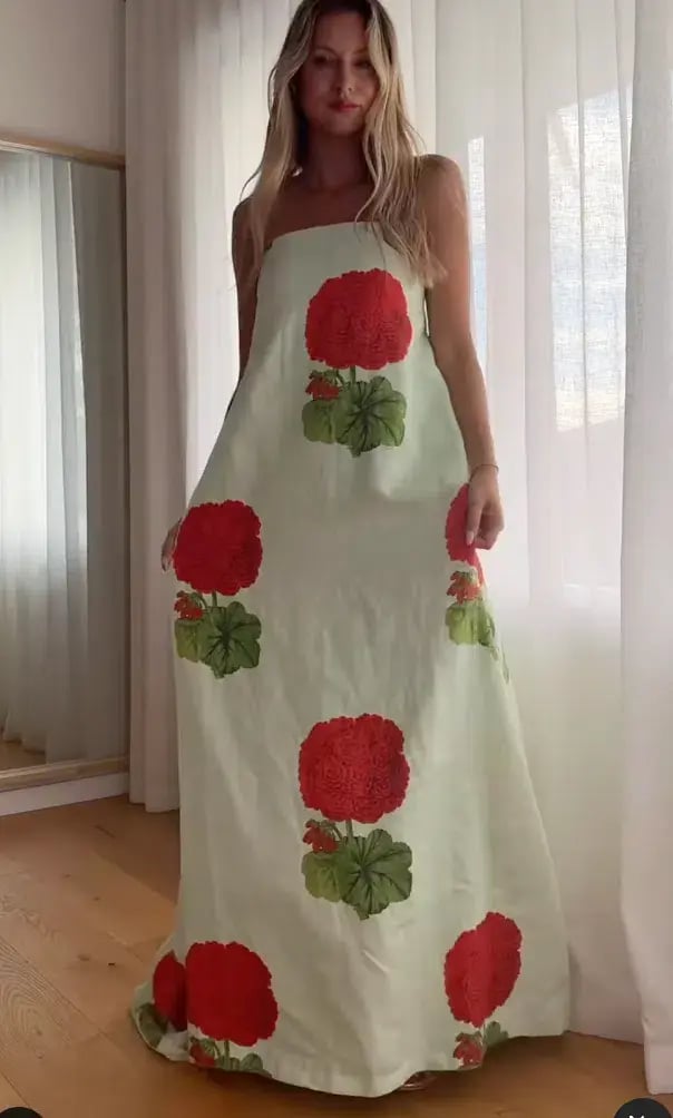 Oroton Posie Geranium Gown Sea Spray Size 6 photo 9