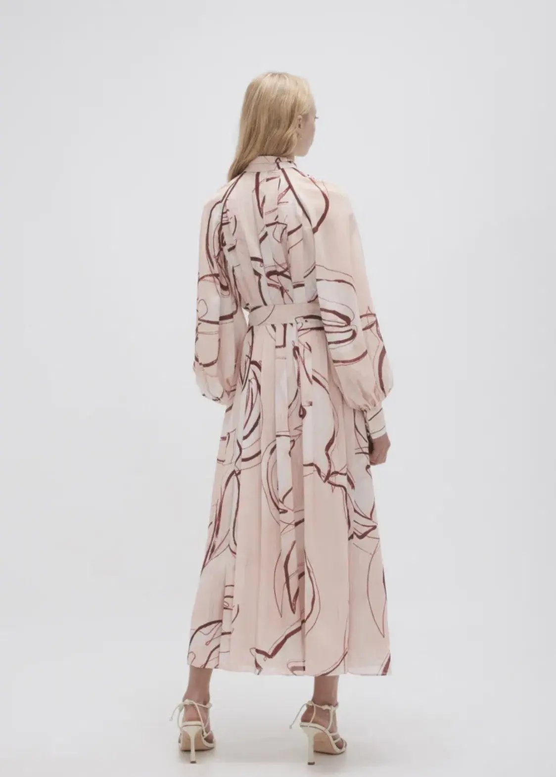 Aje Beatrice Pleated Midi Dress Whimsical Dove Print Size 12 photo 2