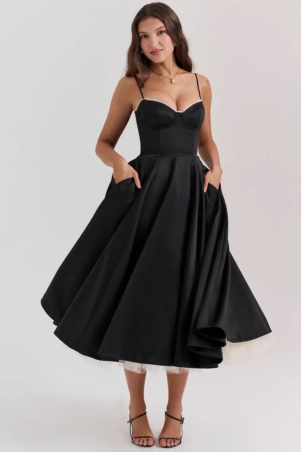 House Of CB Mademoiselle Black Tulle Midi Dress Size AU 8 photo 2