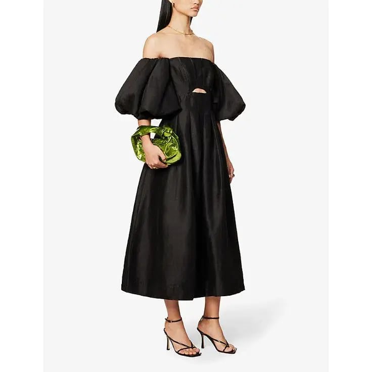 Aje Eugenie Off Shoulder Midi Dress Black Size 10 photo 2