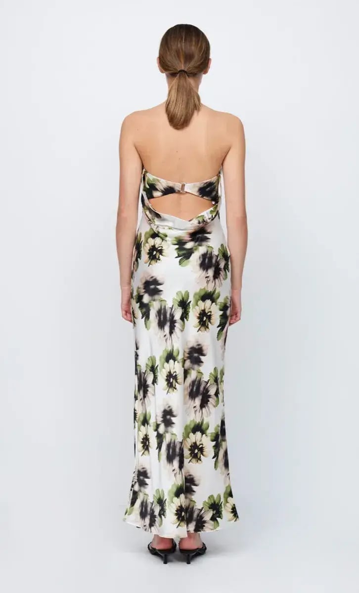 Bec & Bridge Bloom Silk Strapless Maxi in Ivory Floral Print Size 8 photo 2