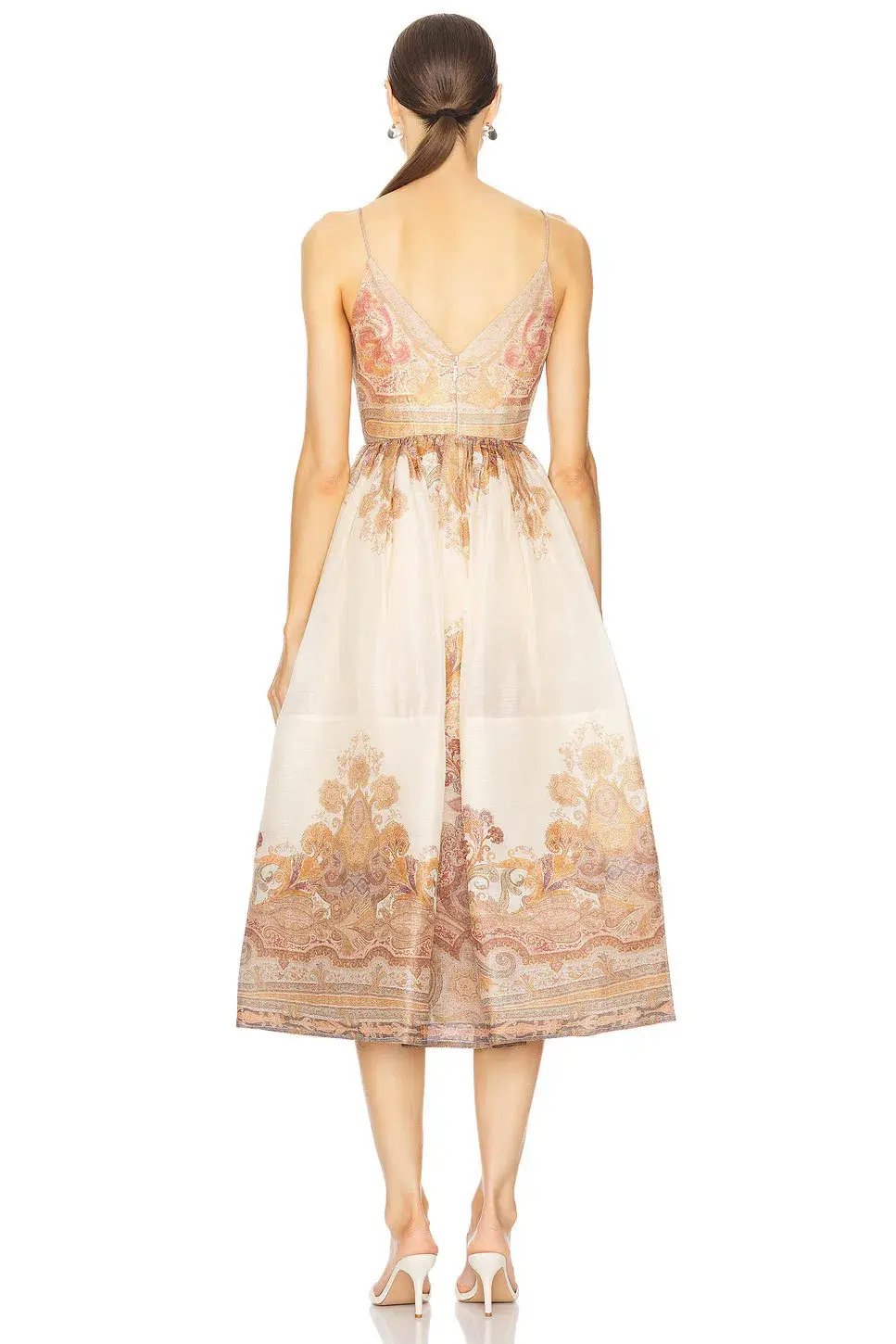Zimmermann Illustration Draped Midi Dress Cream Paisley Size 8 photo 2