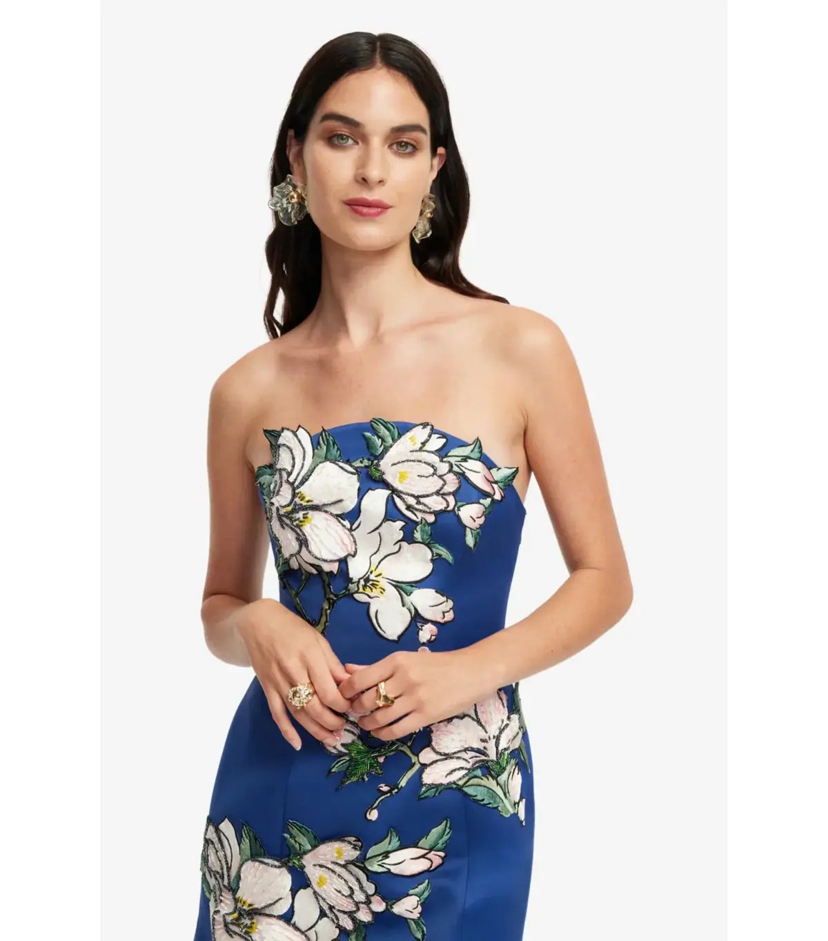 Leo Lin Zaria Appliqué Floral Bustier Mini Dress Midnight Blue Size AU 10 photo 2
