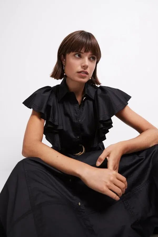 Aje Kindred Frill Sleeve Midi Dress Black Size 6 photo 4