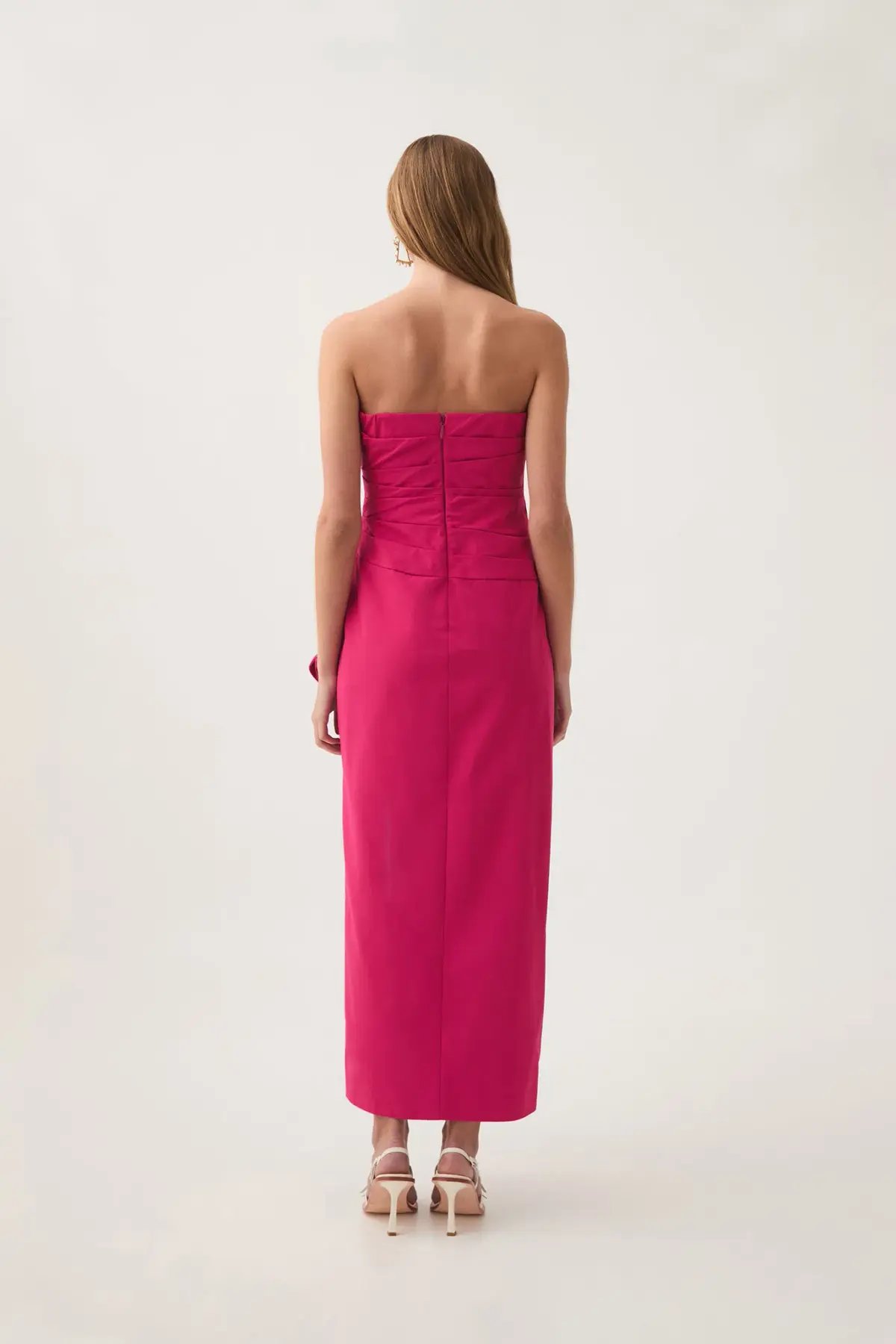 Aje Roma Draped Midi Dress Rich Magenta Size 6 photo 3