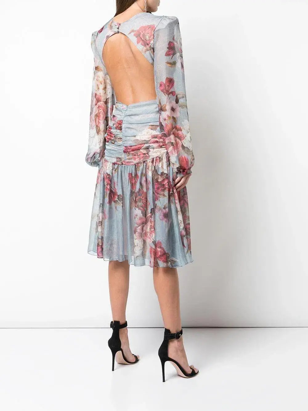 PatBO Peony Print Cutout Midi Dress Print Size 6 photo 2