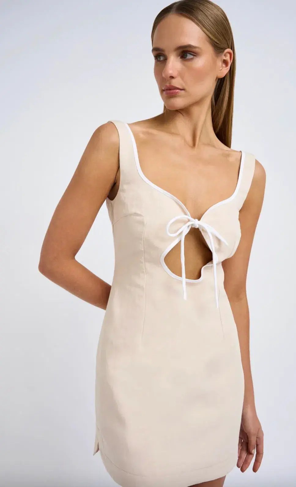 By Johnny Amelia Curve Mini Dress in Bone Ivory Size 12 photo 2