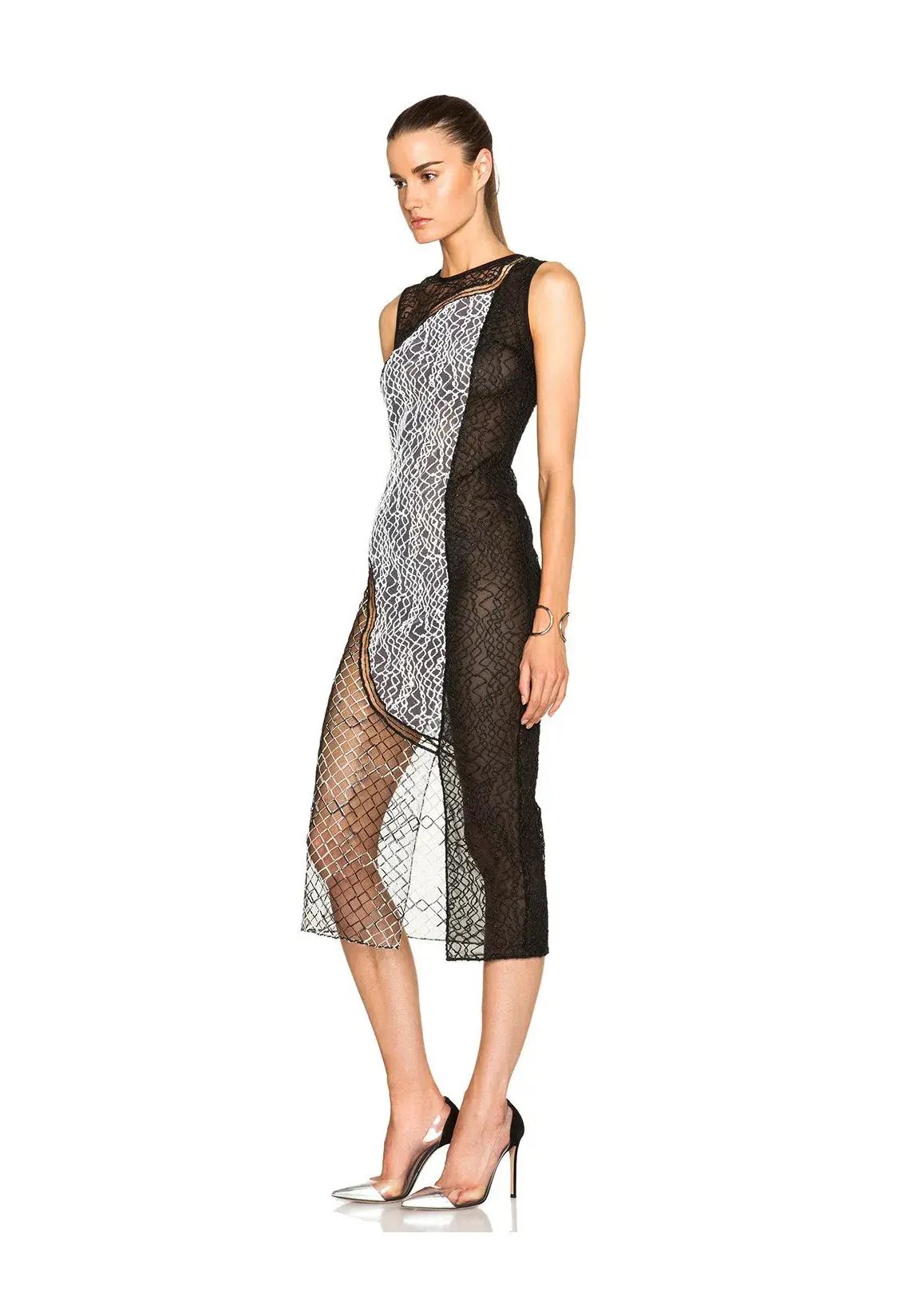 Jonathan Simkhai Wire Lace Curve Dress Black Combo Size 8 photo 3