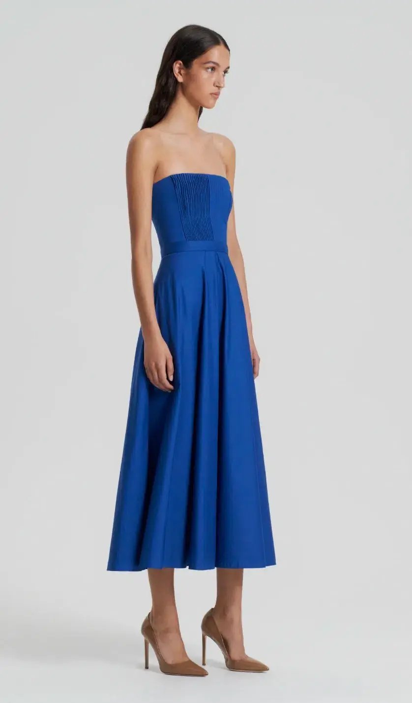 Scanlan Theodore Parachute Bustier Dress Midi Blue Size 10 photo 4