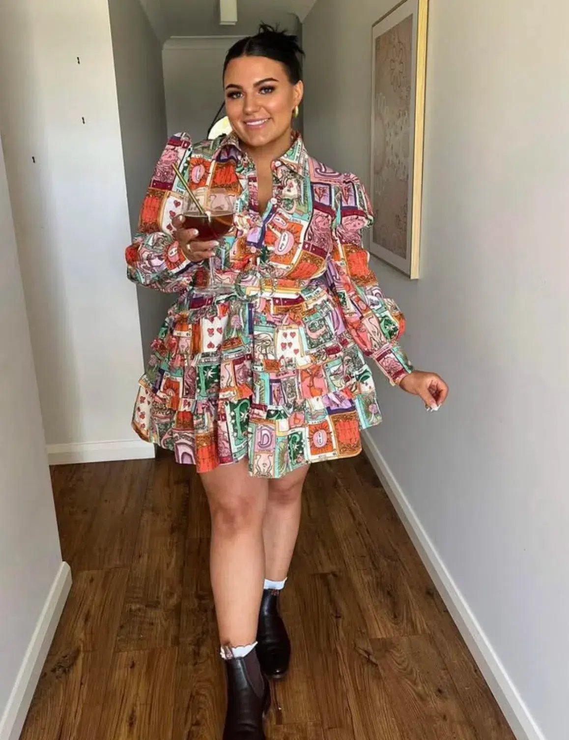 Kate Ford Cairo Frill Layered Mini Dress Wheel of Fortune Size 4 / AU 14 photo 4