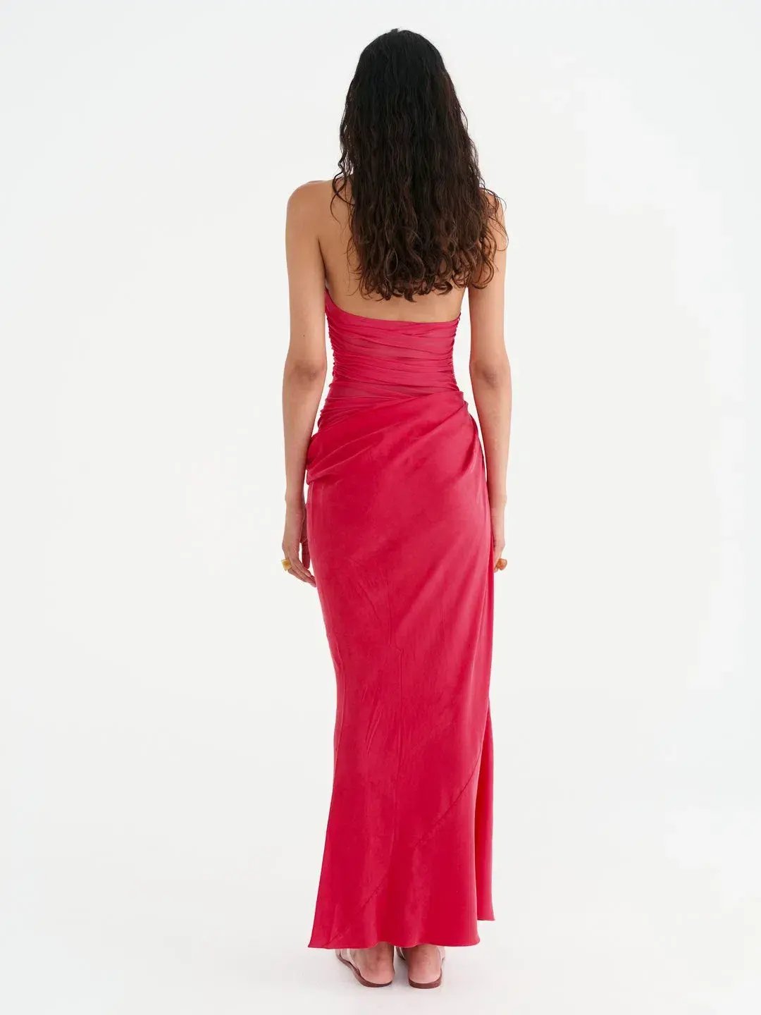 Benni Gina Halter Maxi Dress Watermelon Size 10 photo 3
