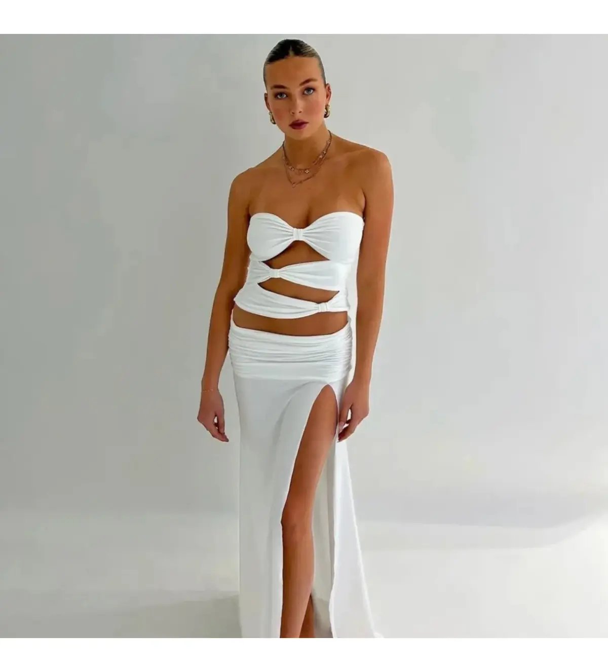 Mode Mila Remi Top and Maxi Skirt Set White Size S/AU 8 photo 3
