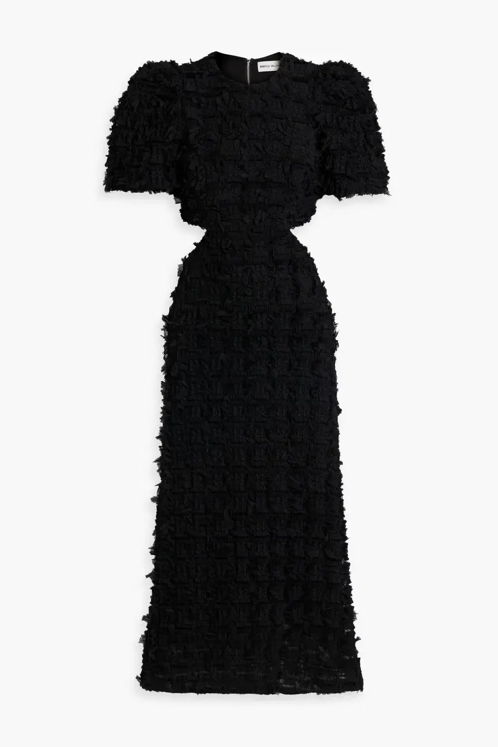 Rebecca Vallance Cherie Amour Puff Sleeve Midi Dress Black Size 10 photo 3