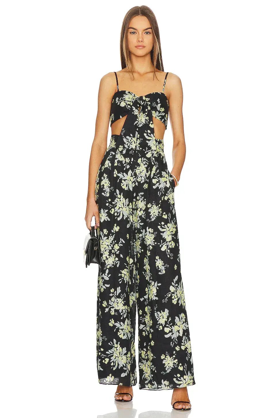 Shona Joy Goldie Tie Front Top & Pant Set Black Size AU 6 photo 6