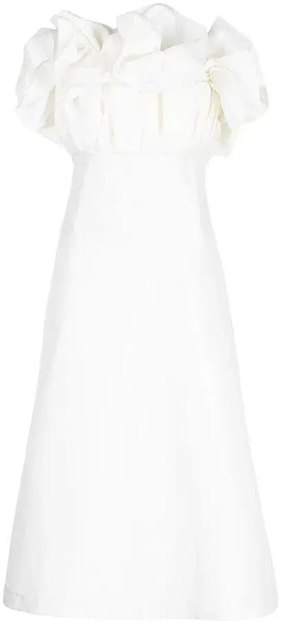Rachel Gilbert Freida Ruffled Strapless Midi Dress In White photo 5