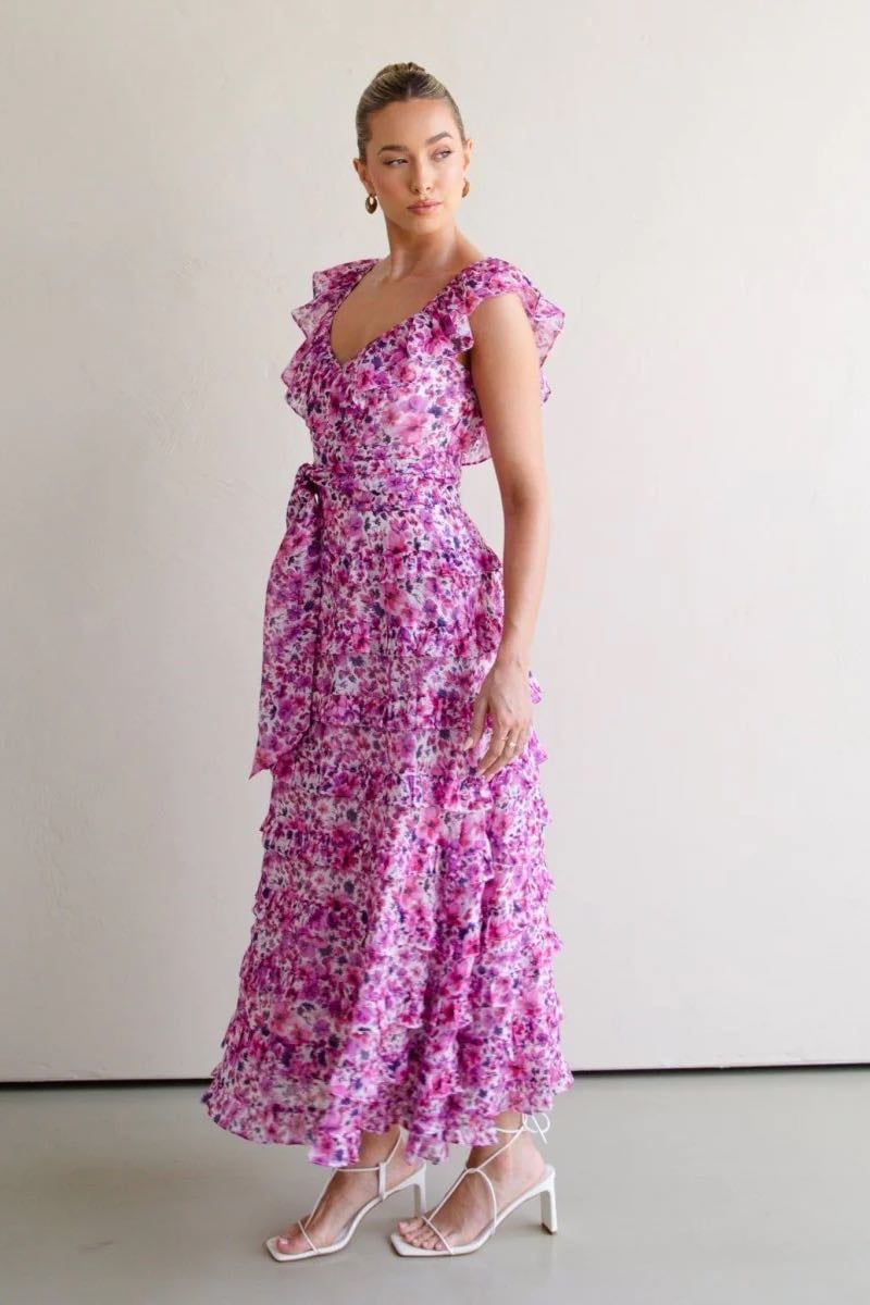 TALULAH PETULA MIDI DRESS - PINK PRINT photo 3