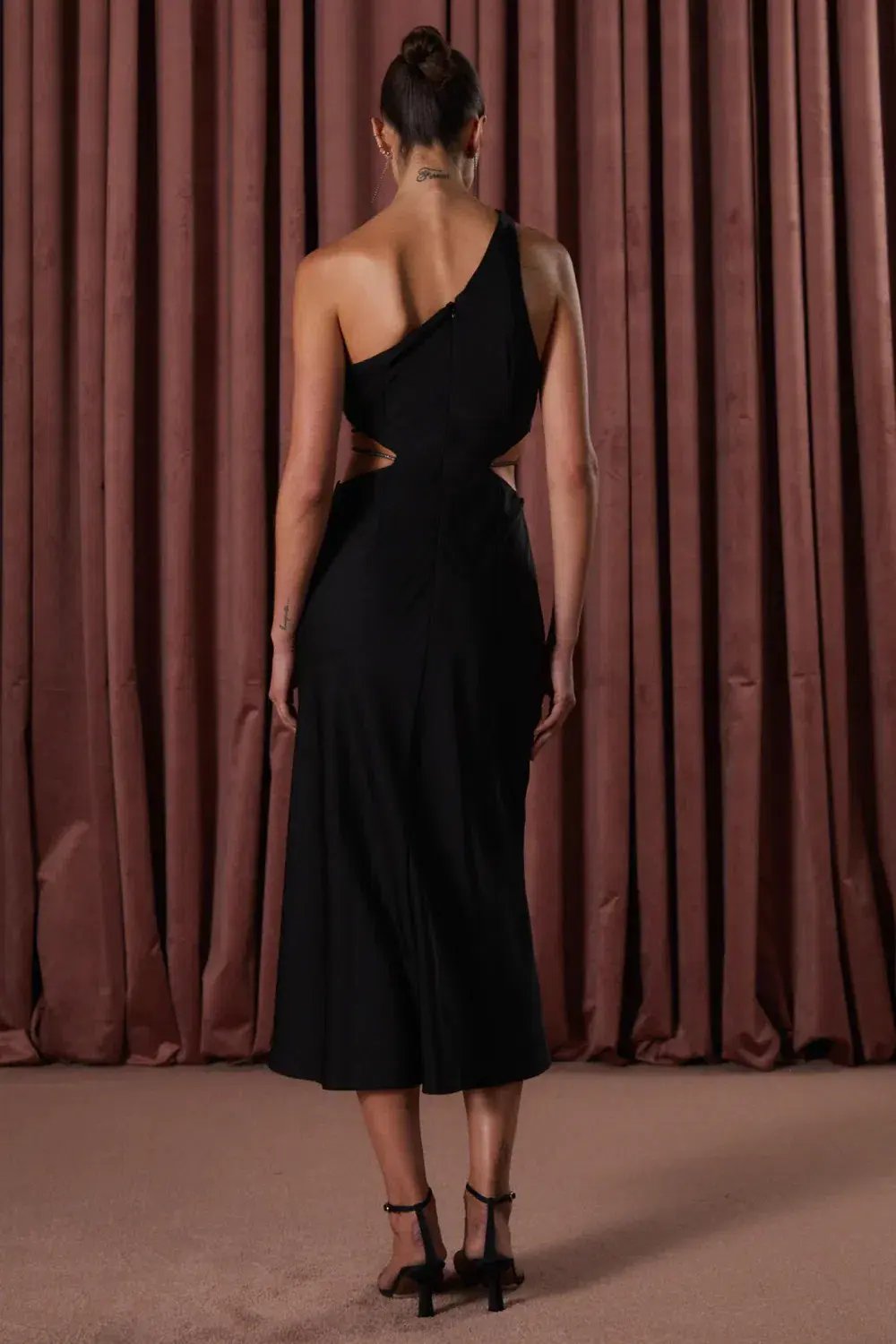 Misha Dimitra Satin Midi Dress Black Size AU 6 photo 3
