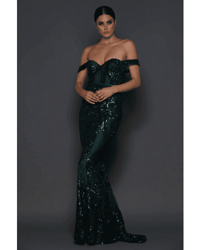 Elle Zeitoune HARRIS EMERALD GREEN GOWN photo 3