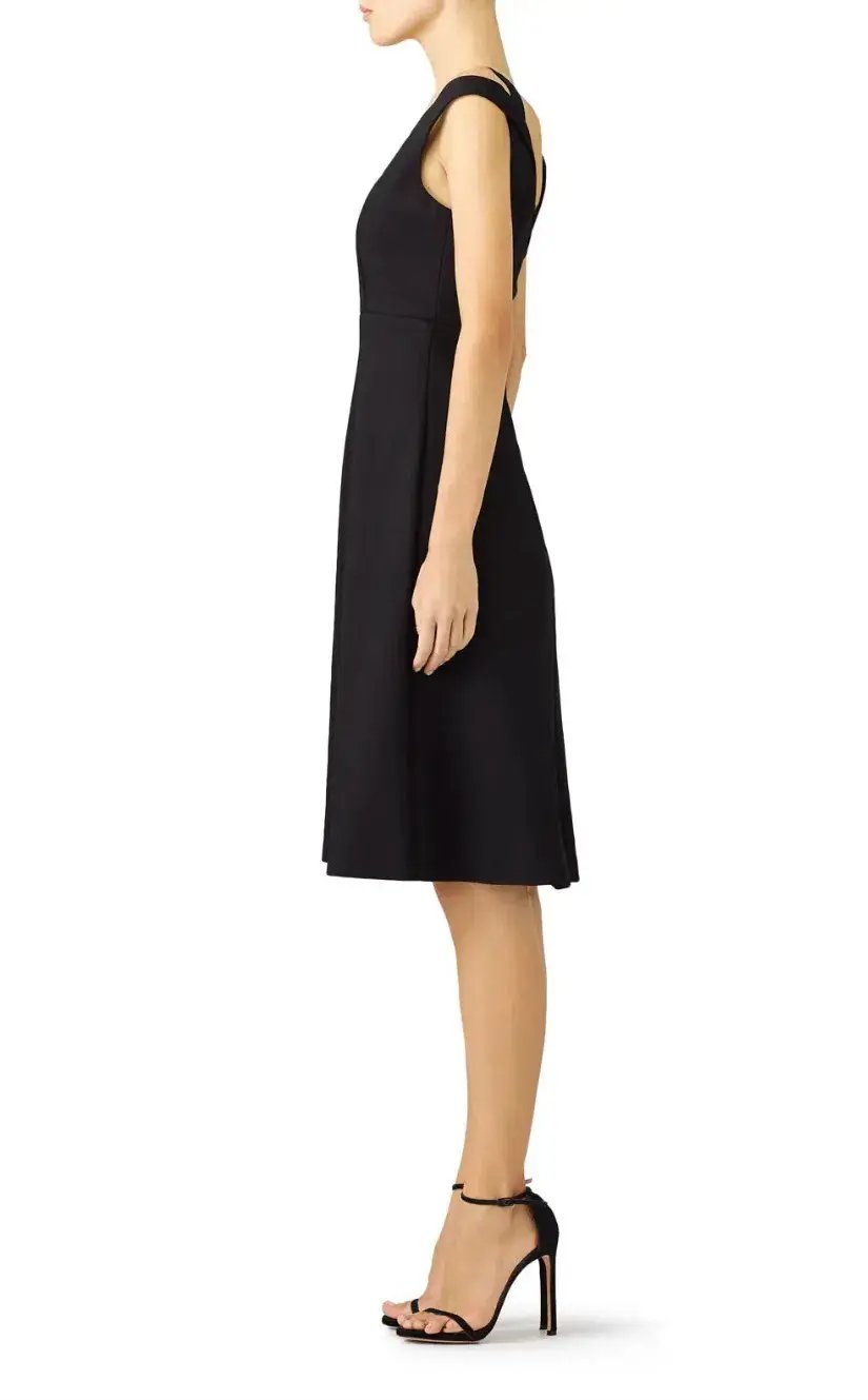 Carven Keyhole Cutout Shoulder Strap Detail Cocktail Dress Black Size AU 10 photo 3