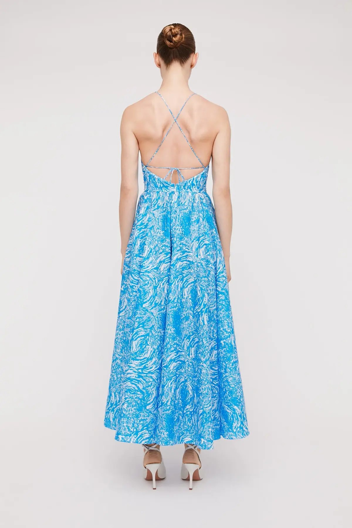 Scanlan Theodore Cotton Ocean Shoestring Dress Blue/Print Size 10 photo 3