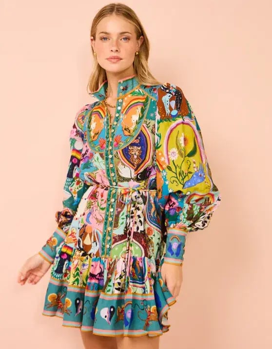 Alemais Evergreen Mini Dress in Multi Size AU 8 photo 4