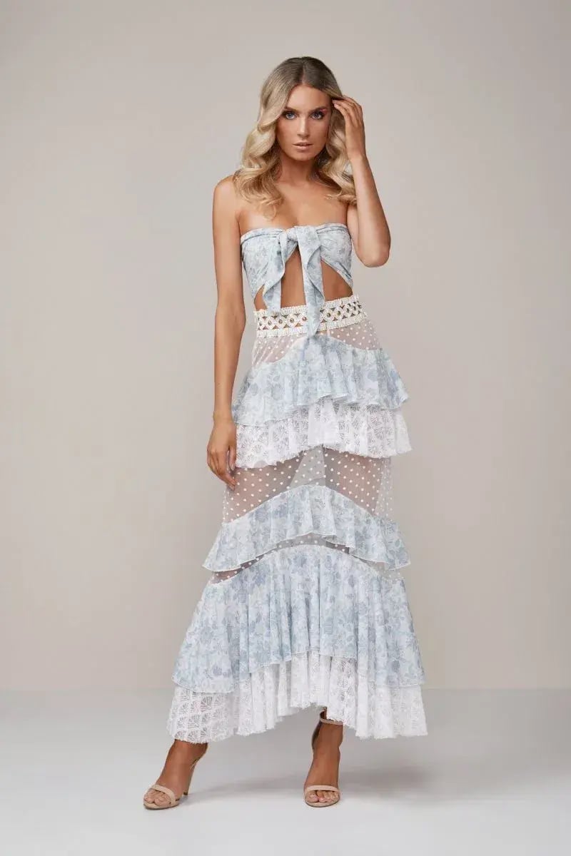 Ixiah The Label Outlaw Beaded Skirt & Bandeau Set Floral Size 6 photo 2