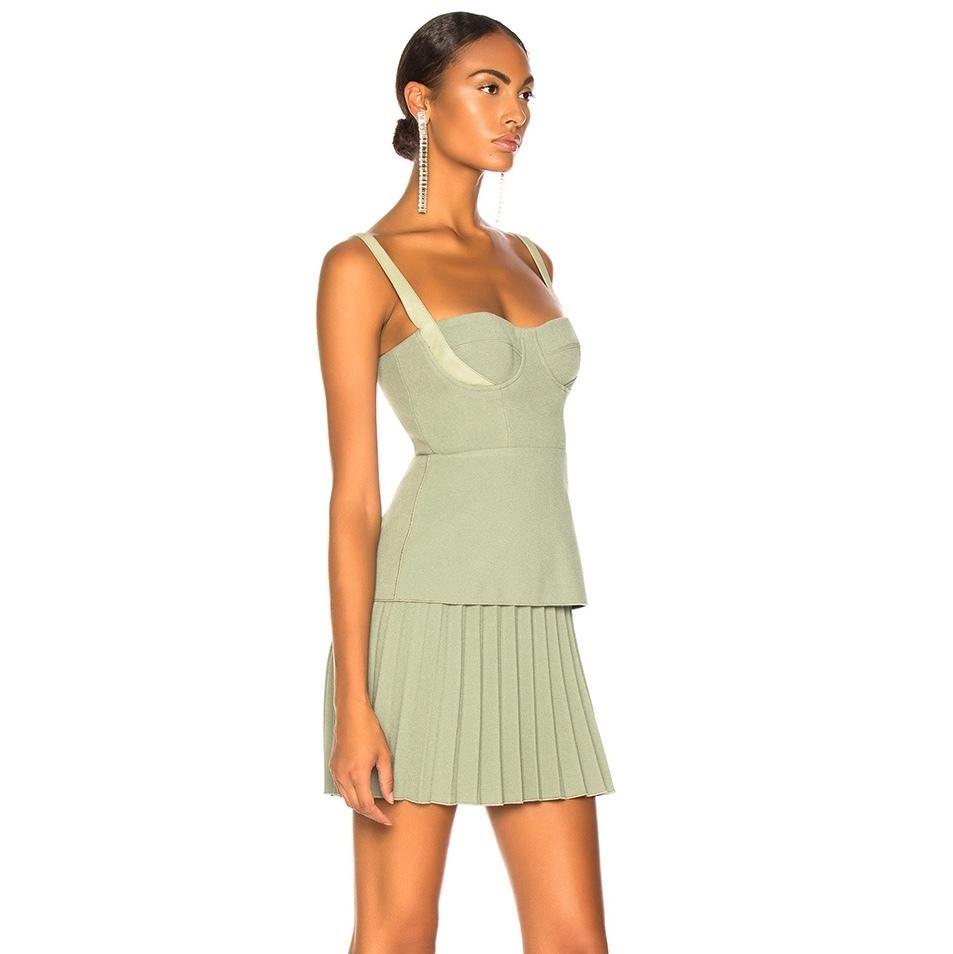 Dion Lee Bustier Pleated Mini Dress Green Size 6 photo 2