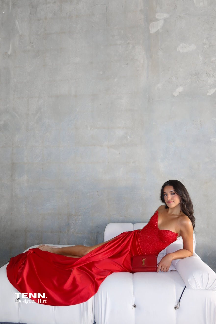 Lia Stublla Duchess Gown - Red photo 4
