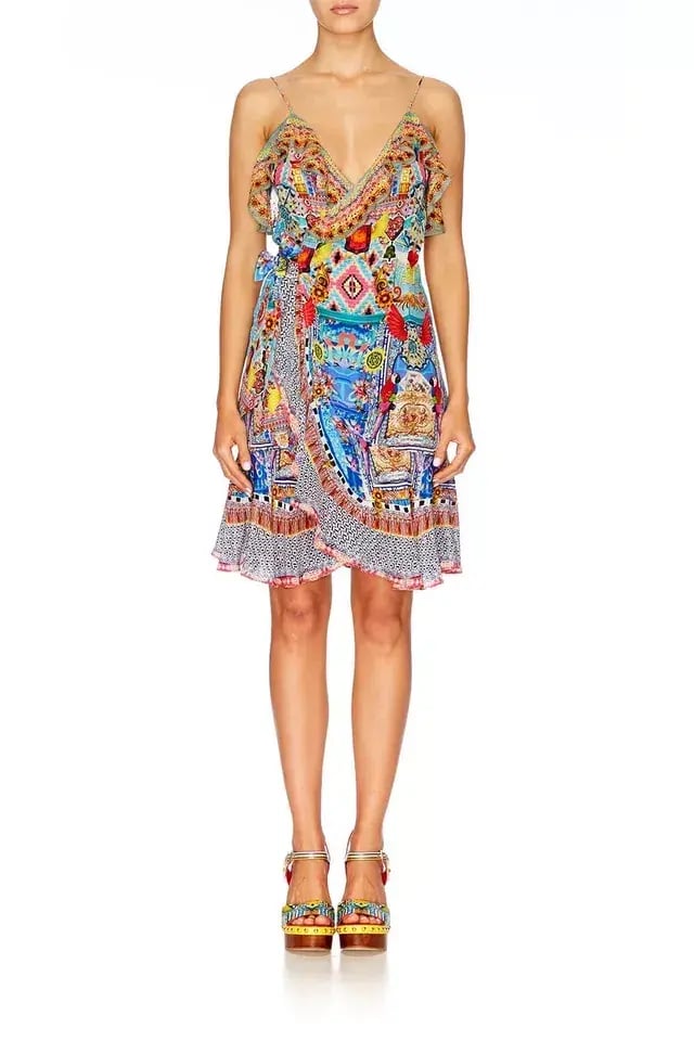 Camilla Silk Wrap Mini Dress size XS 8 AU sleeveless Close To My Heart Frill photo 9