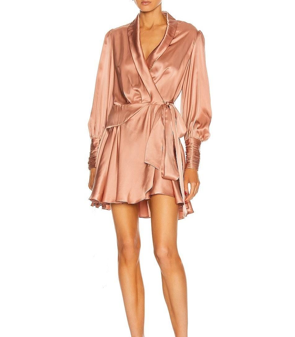 Zimmermann Silk Wrap Mini Dress Pink photo 2