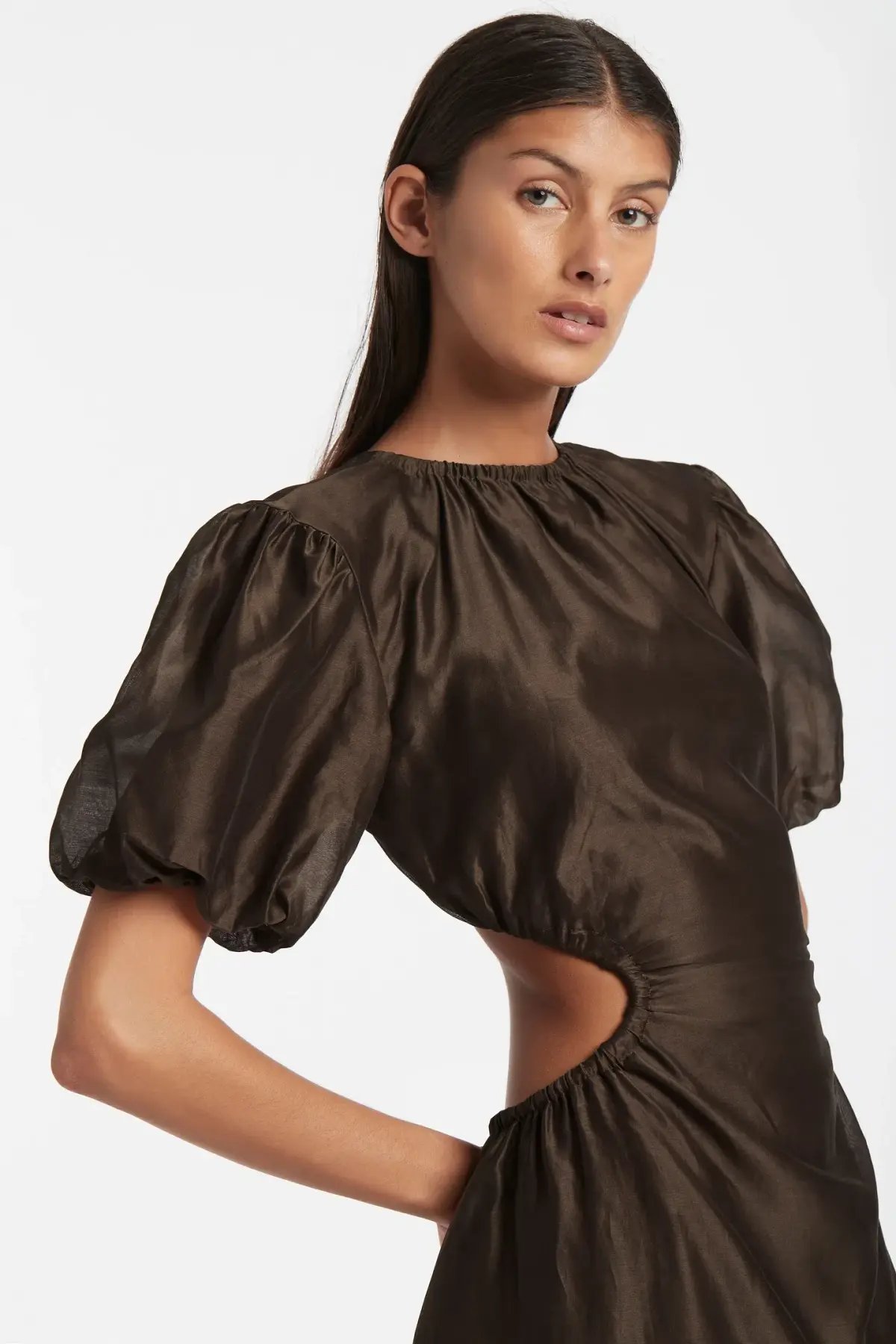 Sir The Label Anje Puff Sleeve Gown In Chocolate Size AU 10 photo 2