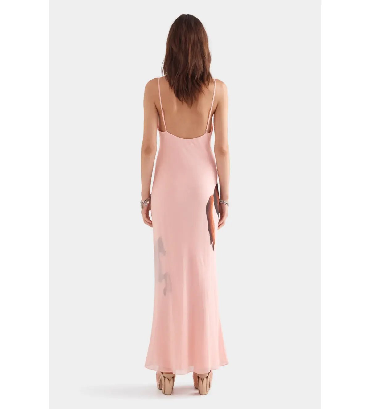 Venroy Layered Silk Slip Maxi Dress Pink Horse Stamp Size XS Au 6 photo 3