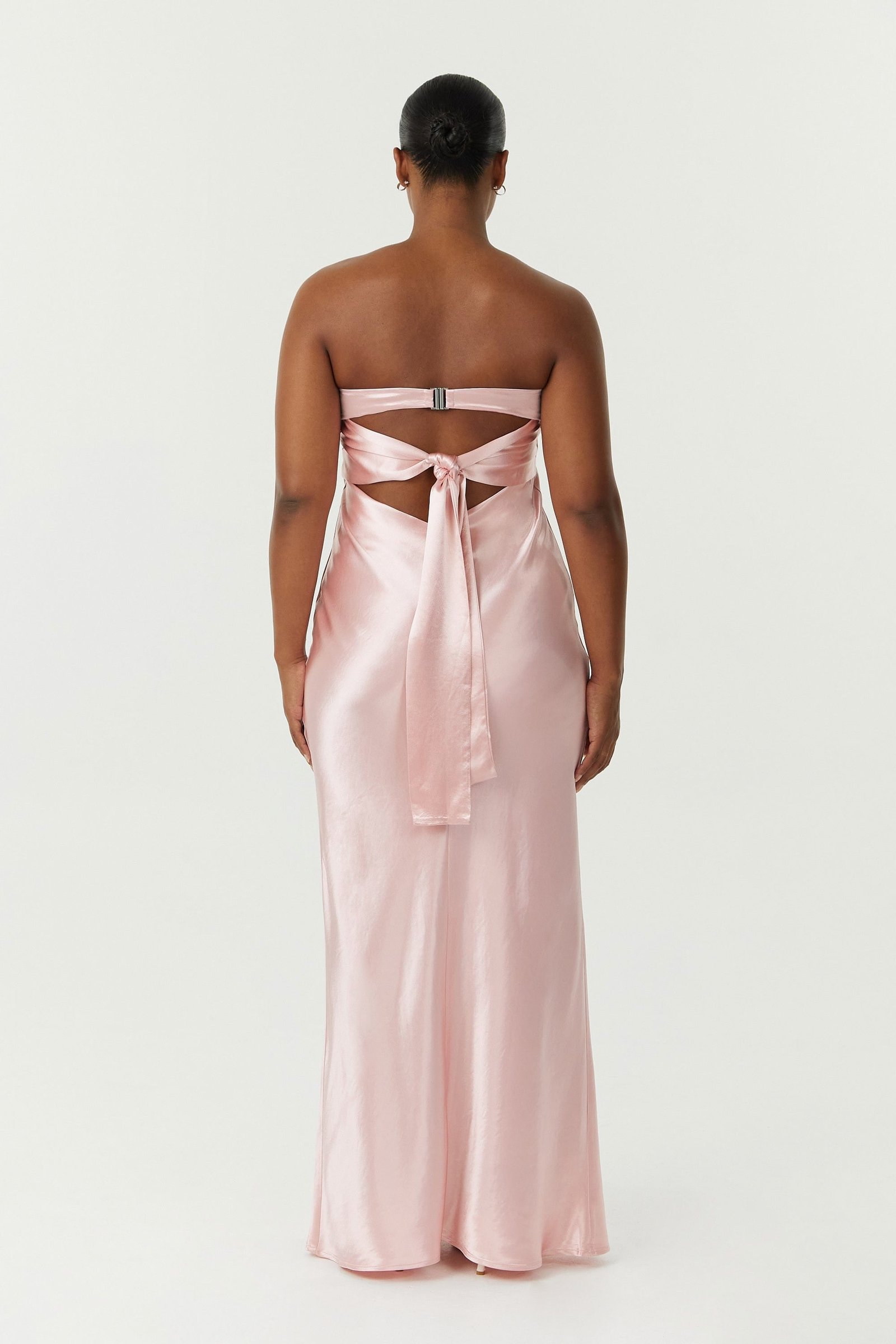THIRD FORM SATIN TIE BACK STRAPLESS MAXI DRESS - FAIRY FLOSS photo 5