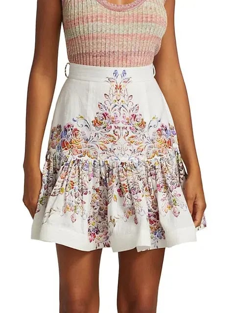 Zimmermann Prima Flip Linen Mini Skirt Floral Size 0P / Au 6P photo 2