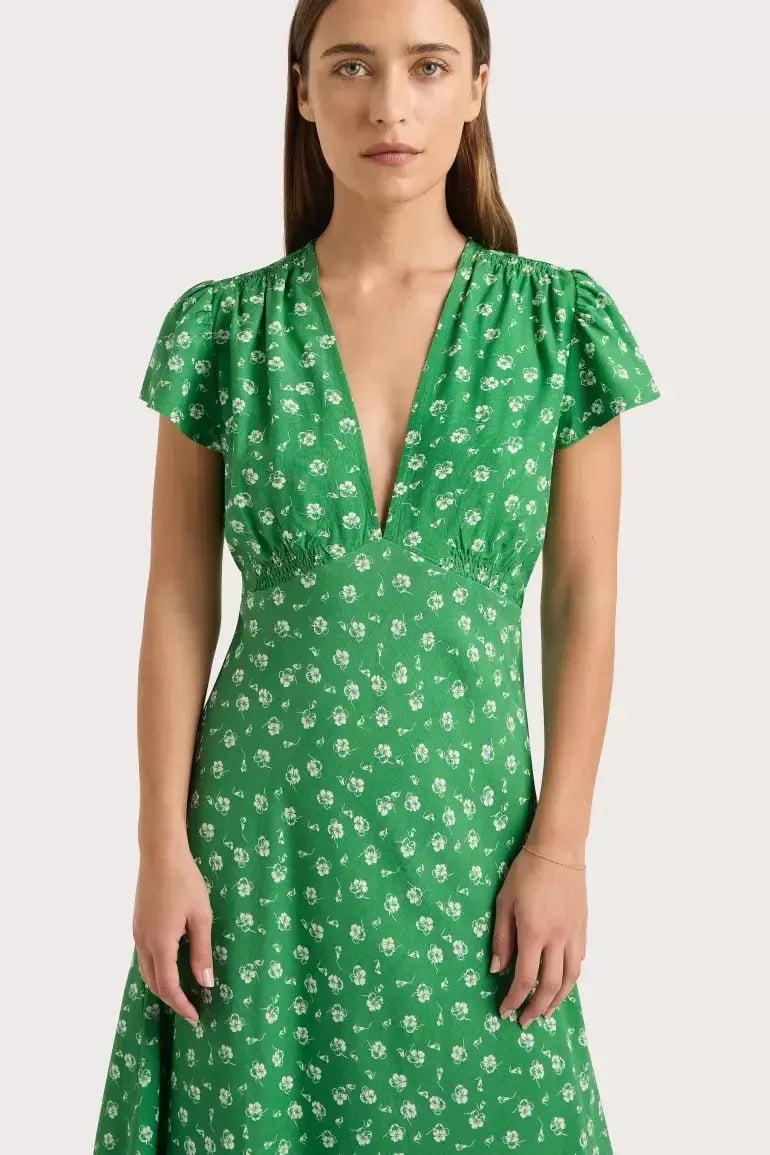 Faithfull The Brand Doriet Midi Dress Suzette Green - Size AU 10 photo 4