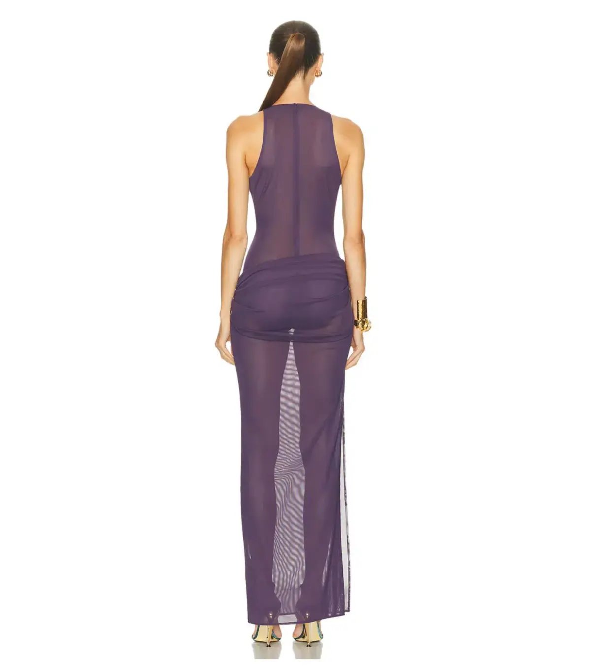Alex Perry Tucked Halter Column Maxi Dress in Purple AU 8 photo 3