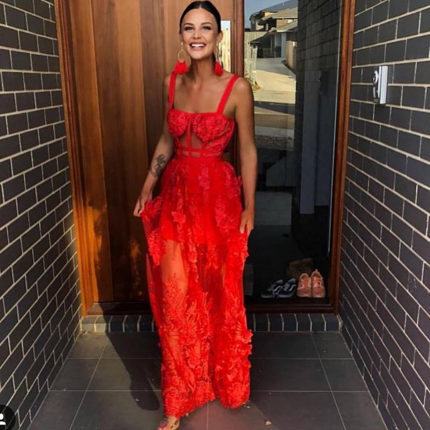 Nicola Finetti Marisol Dress Red Size 8 photo 3