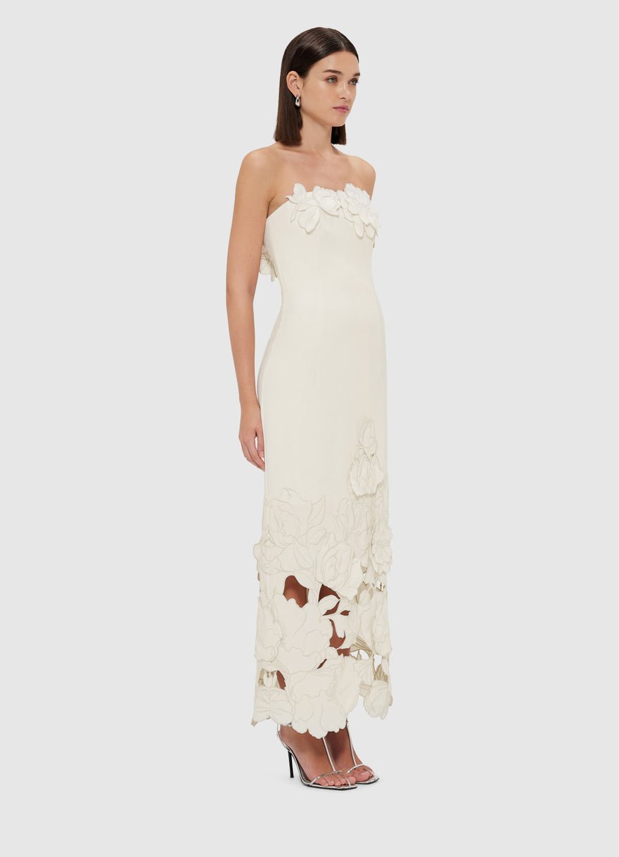Leo Lin Rayna Appliqué Bustier Maxi Dress - Vanilla photo 3