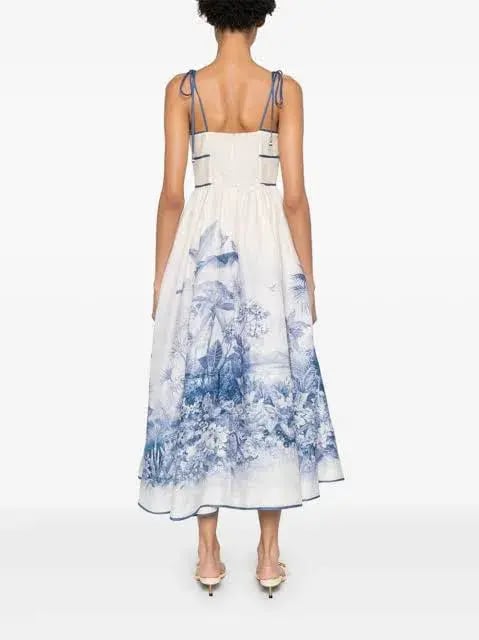 Zimmermann Wylie Picnic Dress in Blue Palm Size 1 / AU 10 photo 2