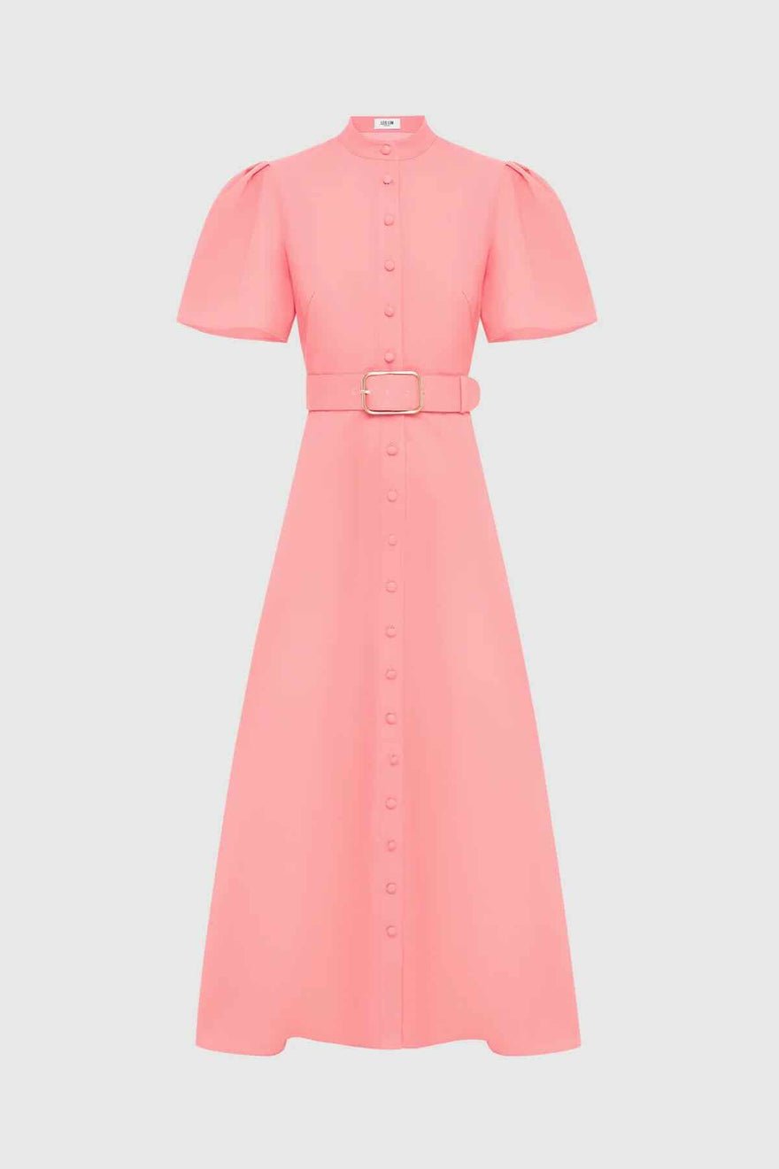 Leo Lin Bianca Short Sleeve Midi Dress - Strawberry Pink photo 2