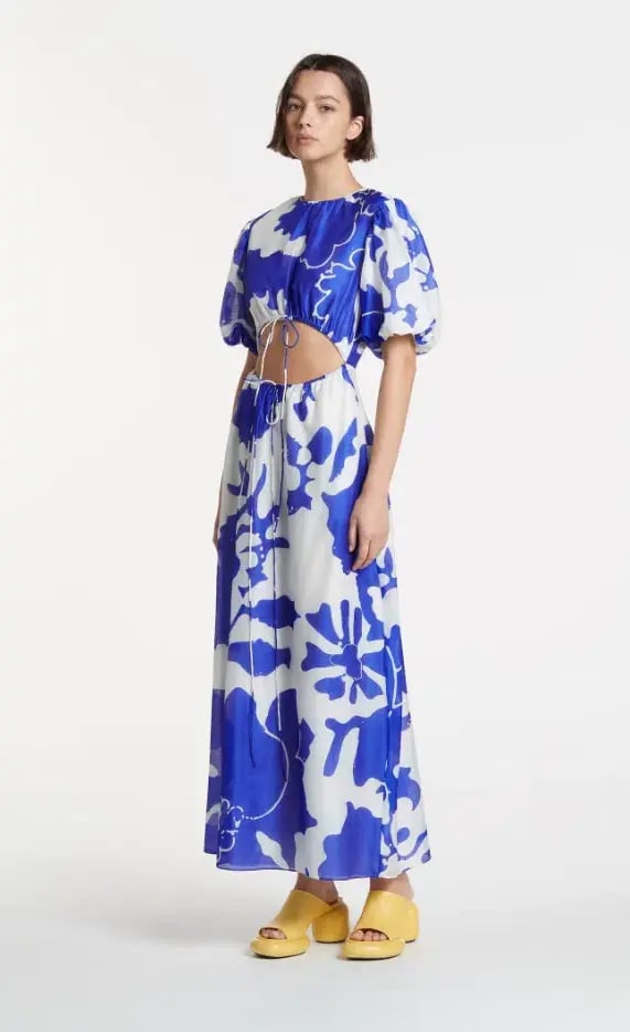 Sir the Label Vivi Puff Sleeve Maxi Dress Blue Print Size 1/AUS 8 photo 2